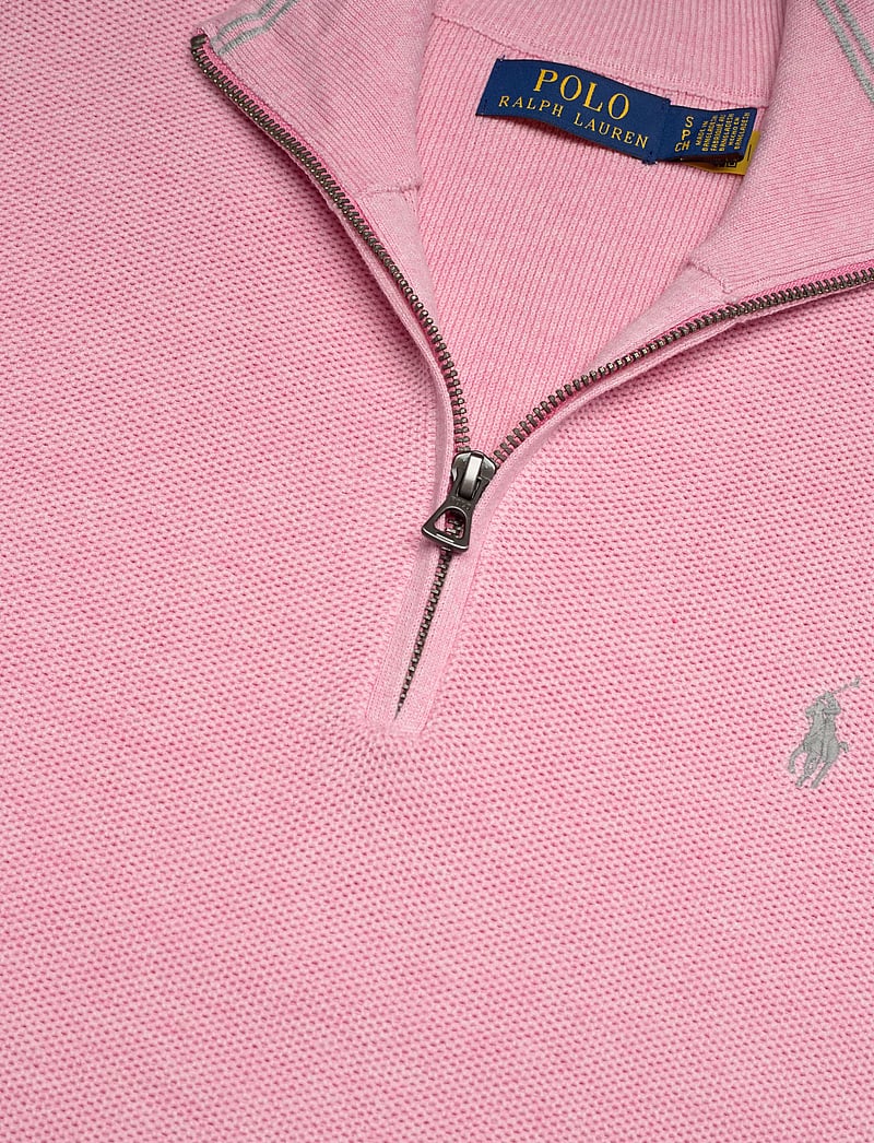 Polo Ralph Lauren - Mesh-Knit Cotton Quarter-Zip Sweater - half zip - carnation pink he - 2