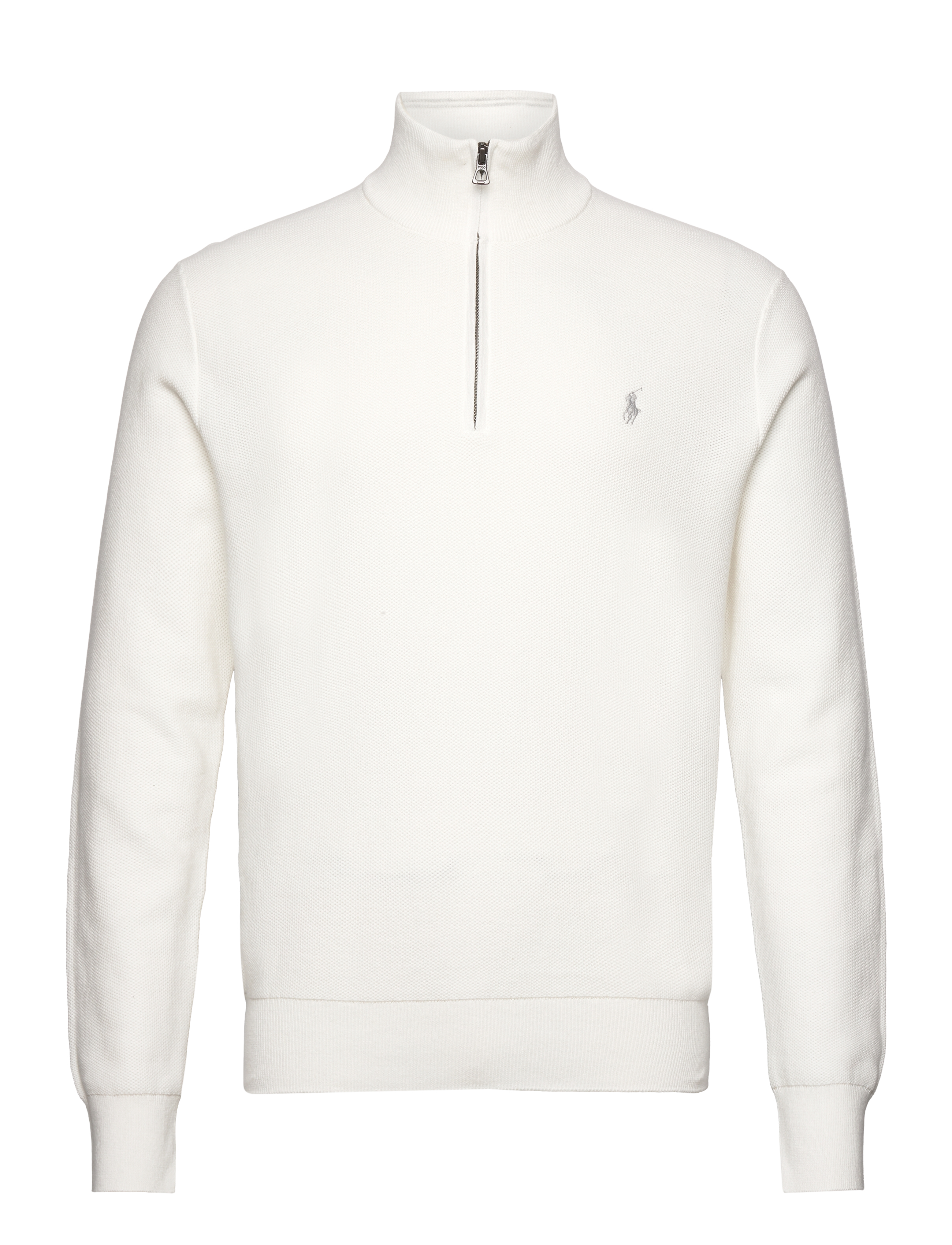 Polo Ralph Lauren Mesh-Knit Cotton Quarter-Zip Sweater - Strik - DECKWASH WHITE / white