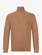 Mesh-Knit Cotton Quarter-Zip Sweater - LATTE BROWN HEATH