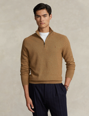 Polo Ralph Lauren - Mesh-Knit Cotton Quarter-Zip Sweater - vīriešiem - latte brown heath - 2