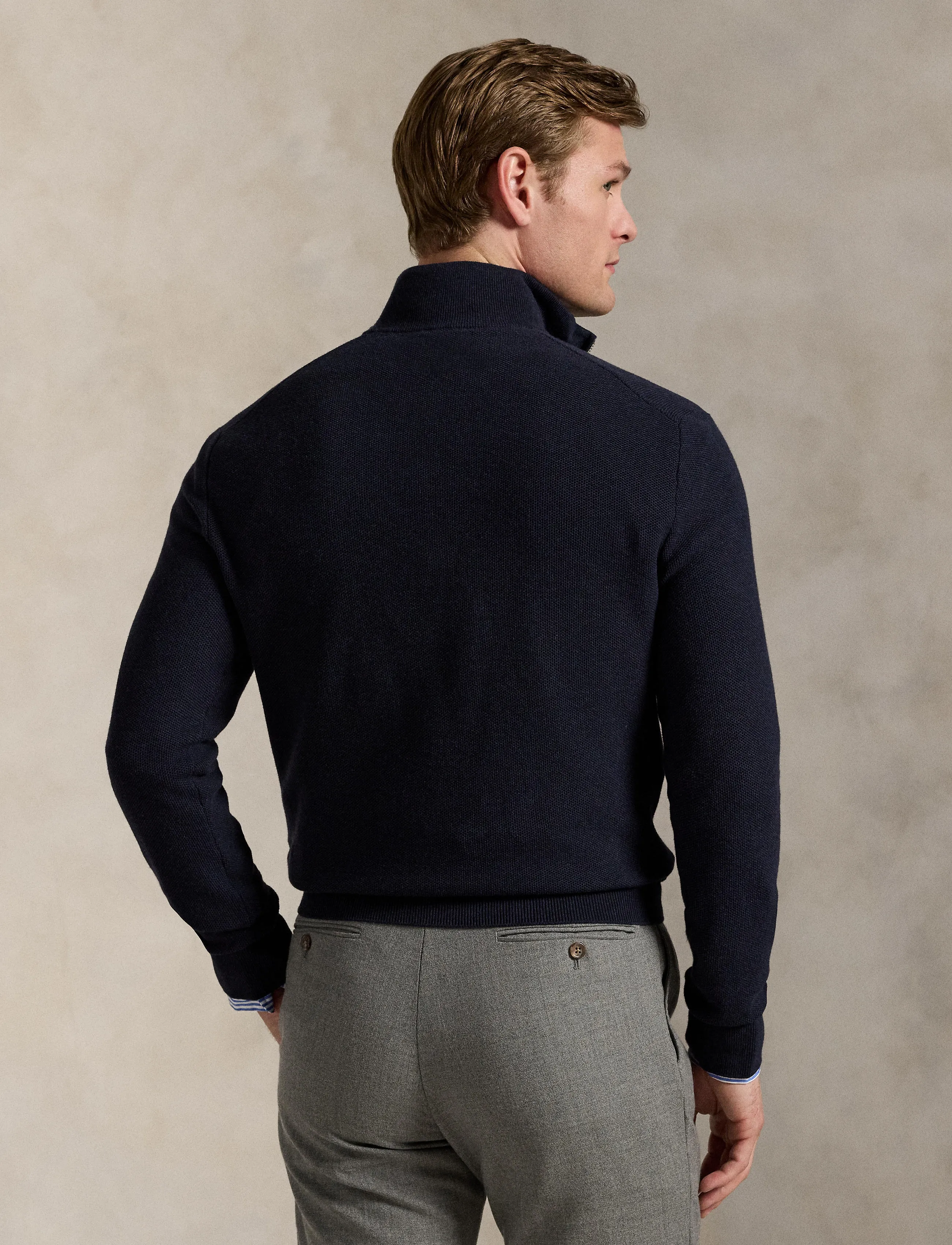 Polo Ralph Lauren - Mesh-Knit Cotton Quarter-Zip Sweater - half zip-tröjor - navy htr - 2