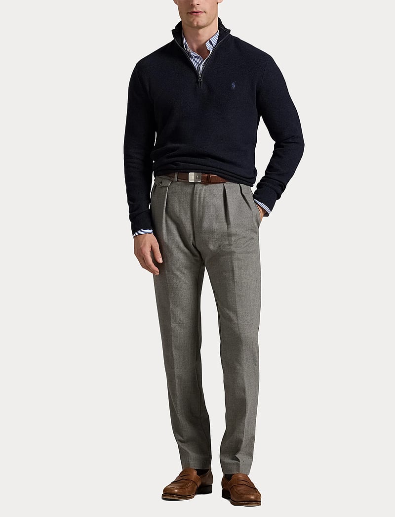 Polo Ralph Lauren - Mesh-Knit Cotton Quarter-Zip Sweater - tõmblukk-kaelusega dressipluusid - navy htr - 4
