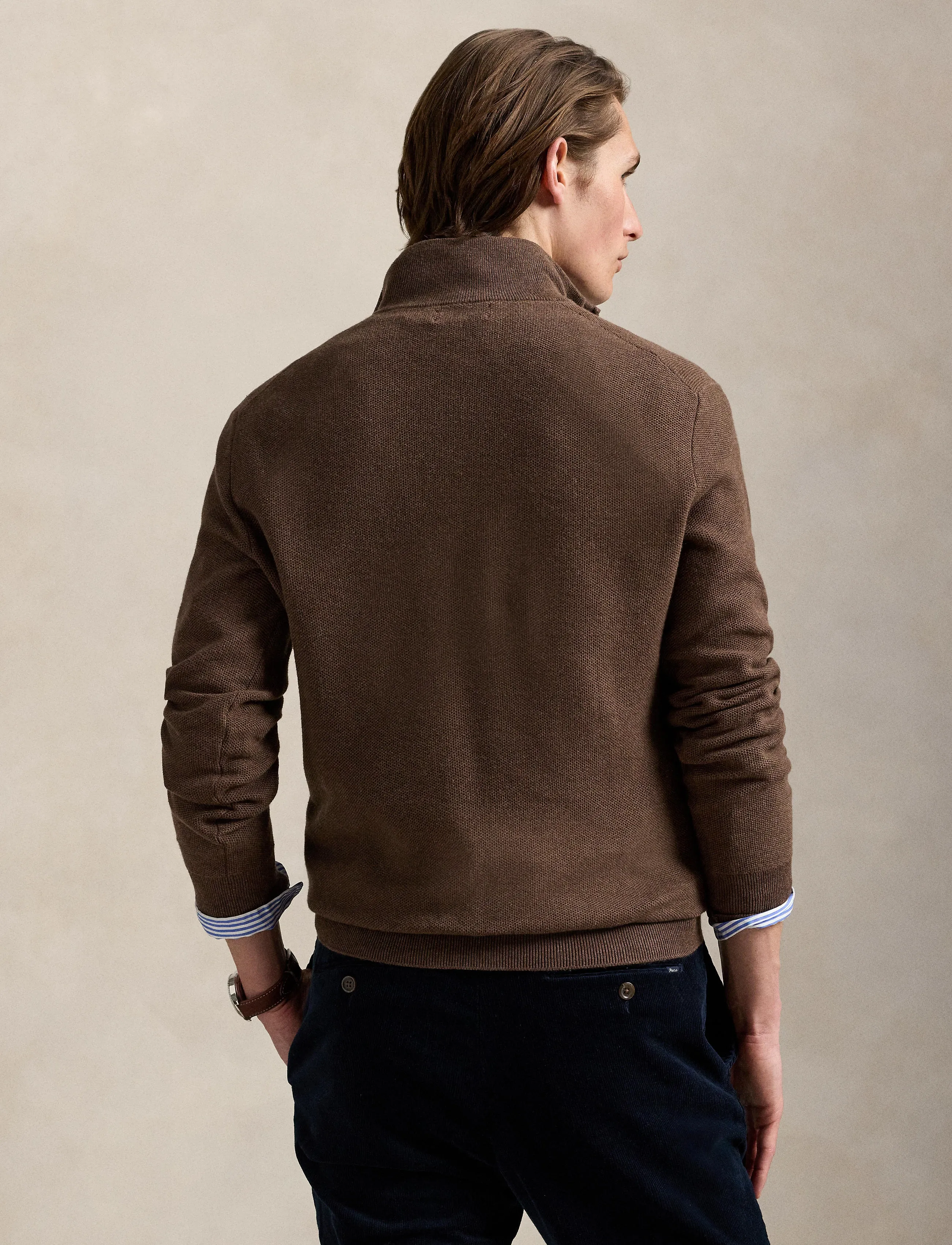 Polo Ralph Lauren - 32/2 COTTON-LSL-PLO - halfzip strik - nutmeg brown heat - 2