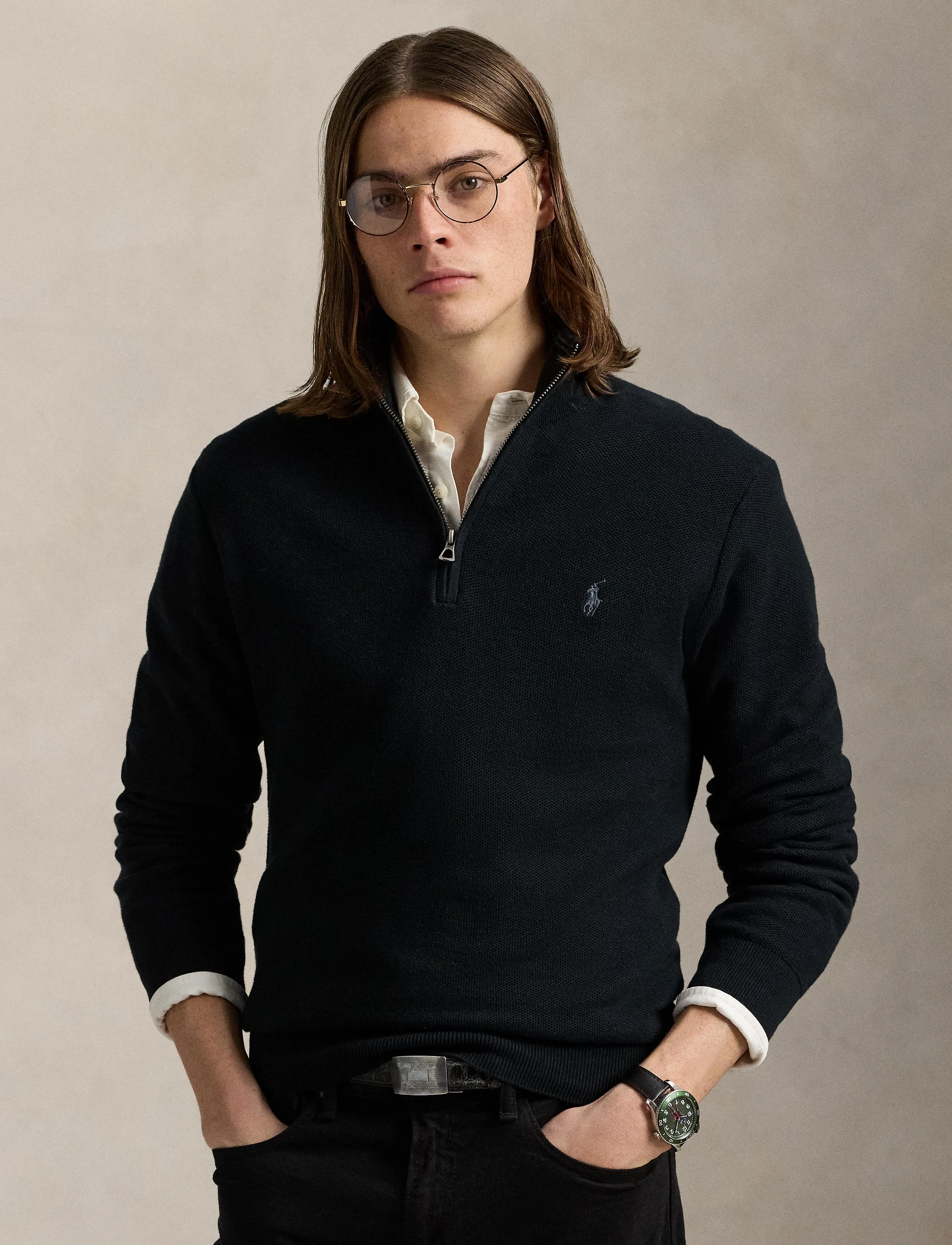 Polo Ralph Lauren - 32/2 COTTON-LSL-PLO - halfzip strik - polo black/tonal - 4