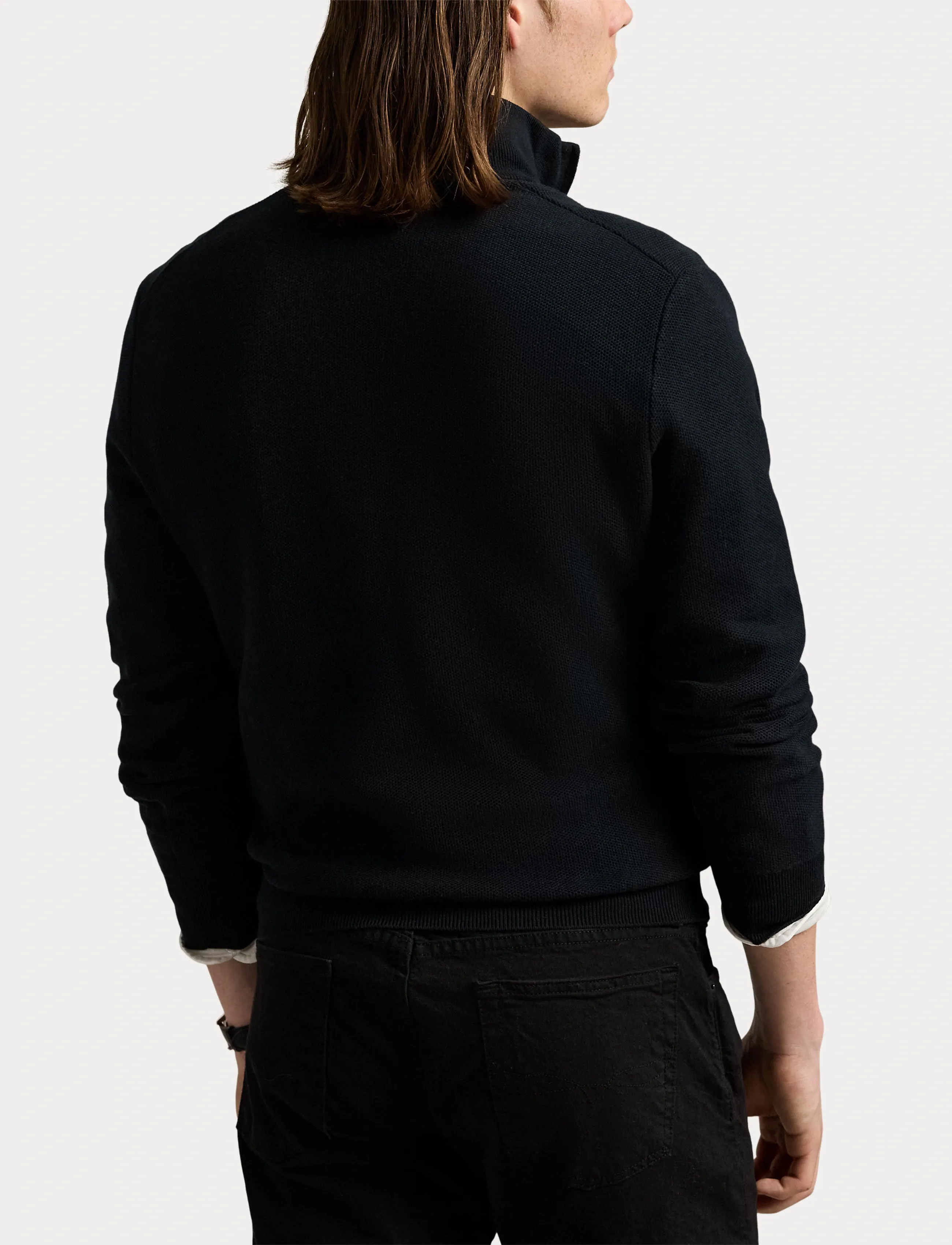 Polo Ralph Lauren Mesh-Knit Cotton Quarter-Zip Sweater - Meestele - POLO BLACK/TONAL / black