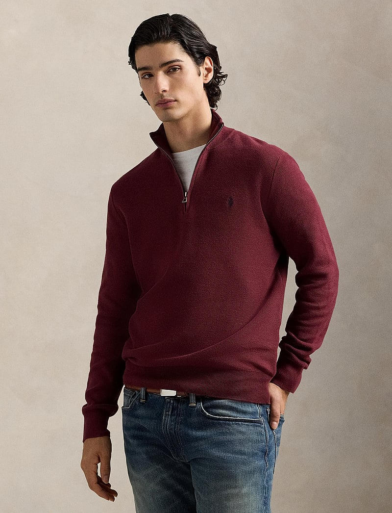 Polo Ralph Lauren - 32/2 COTTON-LSL-PLO - half zip-trøjer - red wine - 3