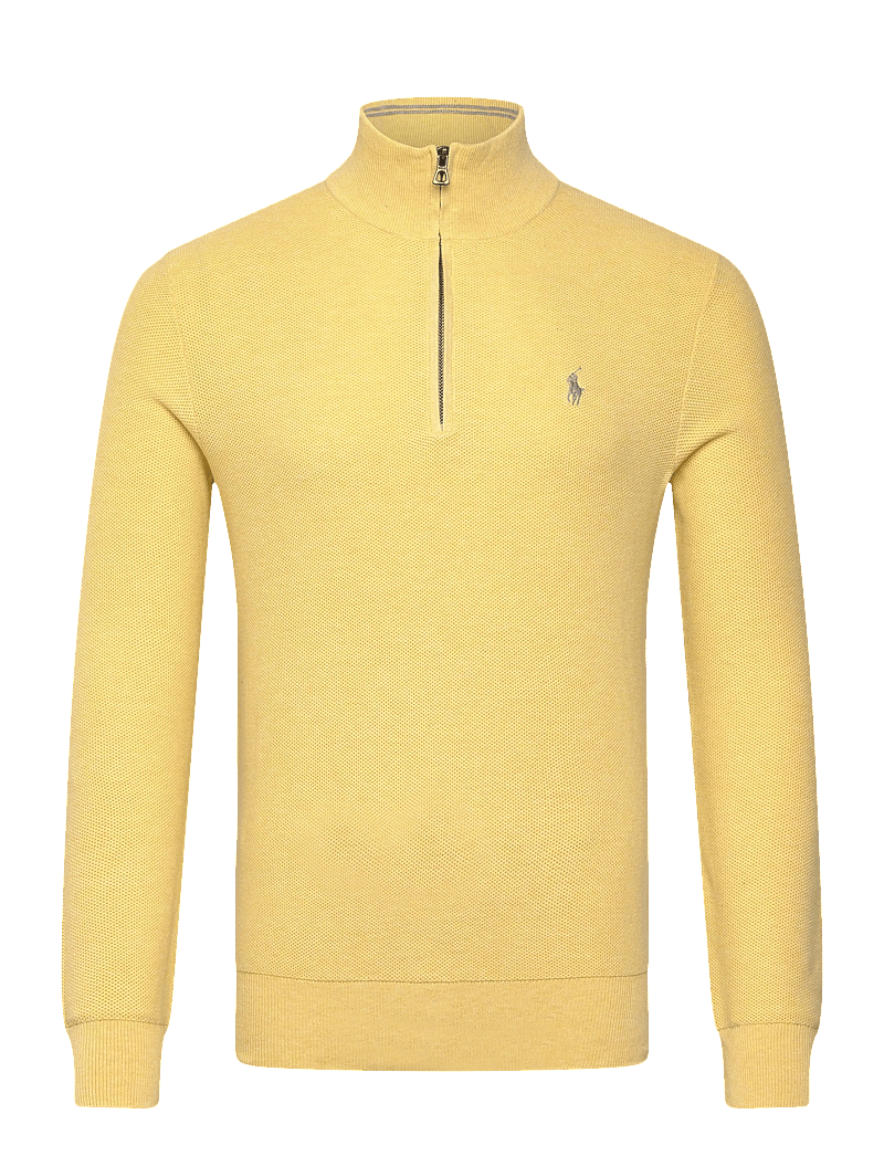 Polo Ralph Lauren - Mesh-Knit Cotton Quarter-Zip Sweater - half zip jumpers - soft yellow hthr - 0