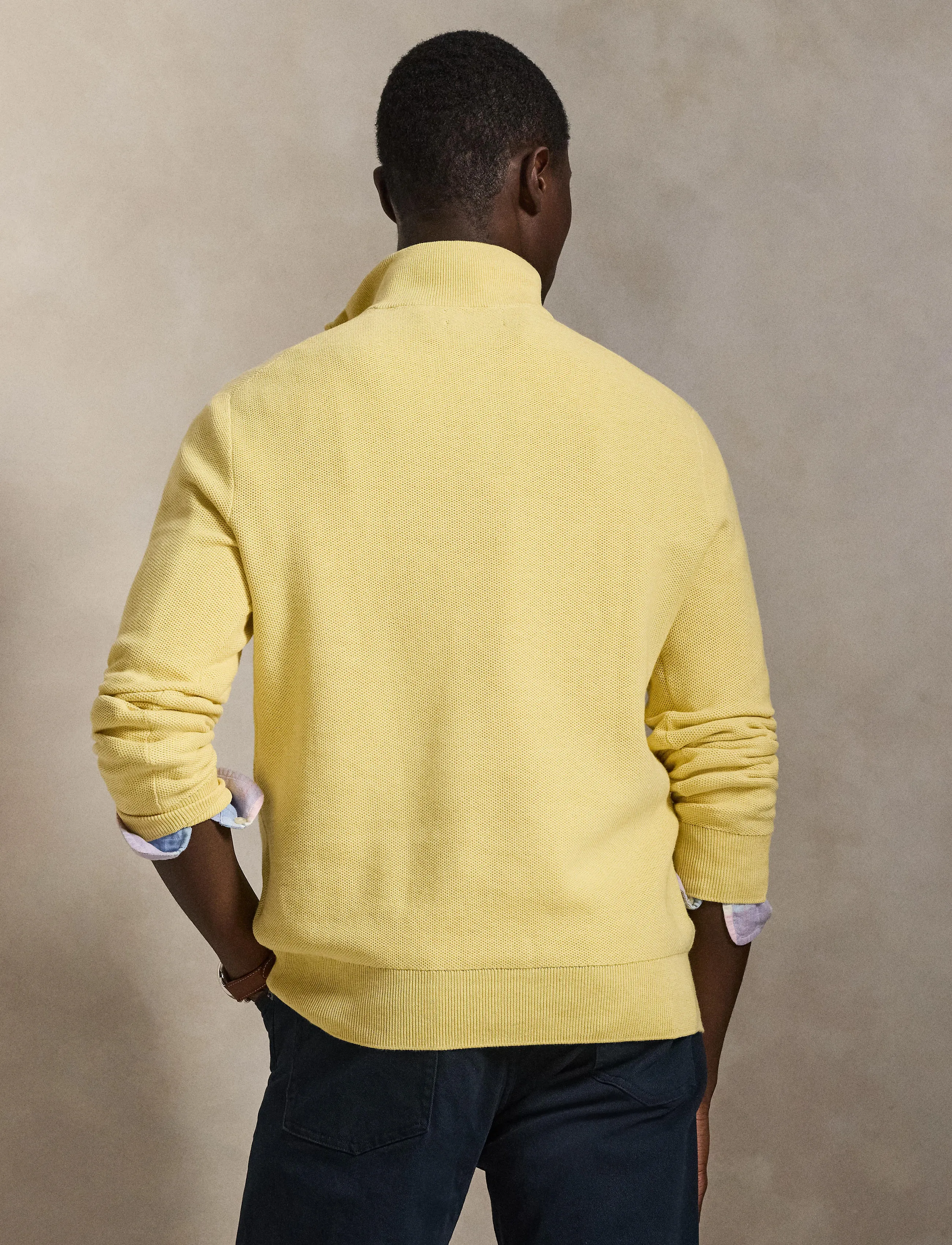 Polo Ralph Lauren - 32/2 COTTON-LSL-PLO - halfzip strik - soft yellow hthr - 3