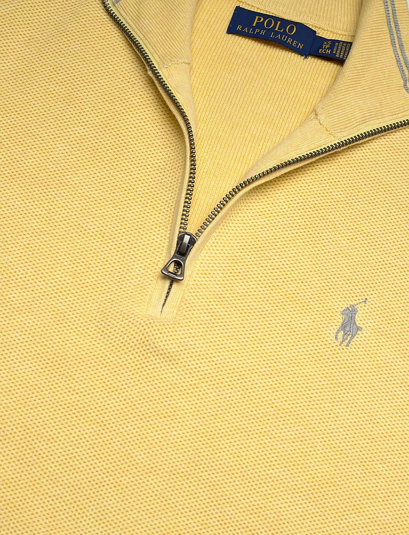 Polo Ralph Lauren - Mesh-Knit Cotton Quarter-Zip Sweater - half zip jumpers - soft yellow hthr - 2
