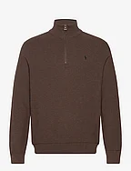 Mesh-Knit Cotton Quarter-Zip Sweater - SPA BROWN HTHR