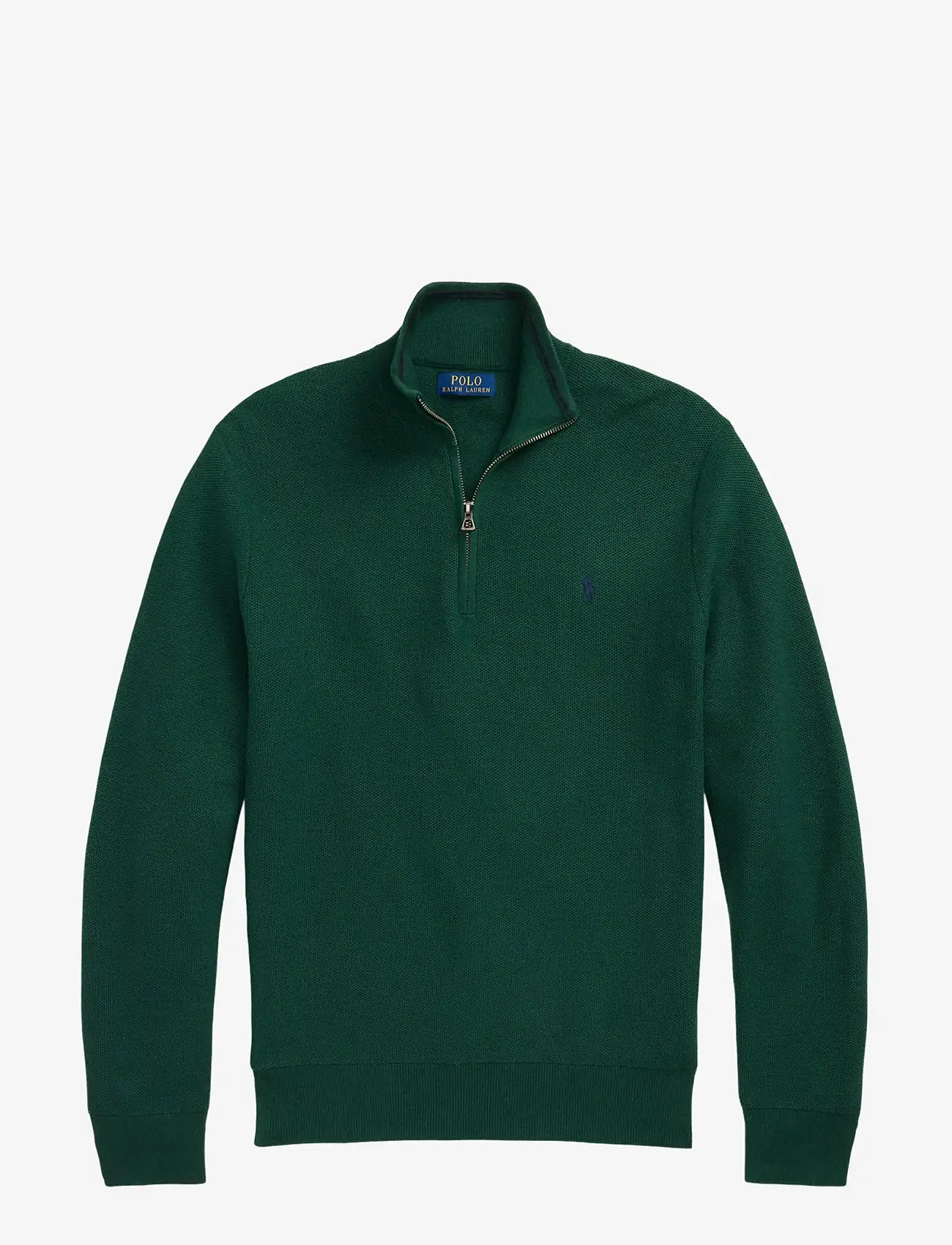 Polo Ralph Lauren - Mesh-Knit Cotton Quarter-Zip Sweater - half zip-trøjer - vintage pine - 1