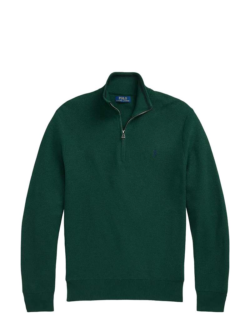 Polo Ralph Lauren - Mesh-Knit Cotton Quarter-Zip Sweater - half zip-tröjor - vintage pine - 1