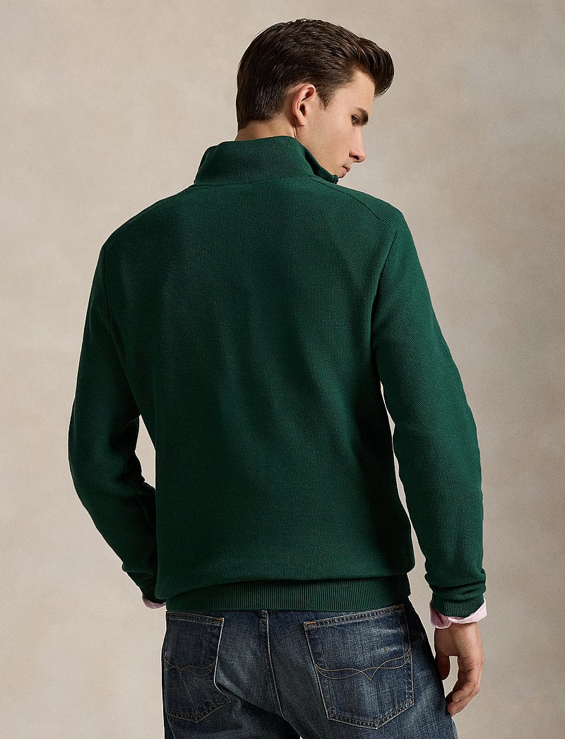 Polo Ralph Lauren - Mesh-Knit Cotton Quarter-Zip Sweater - half zip-tröjor - vintage pine - 3