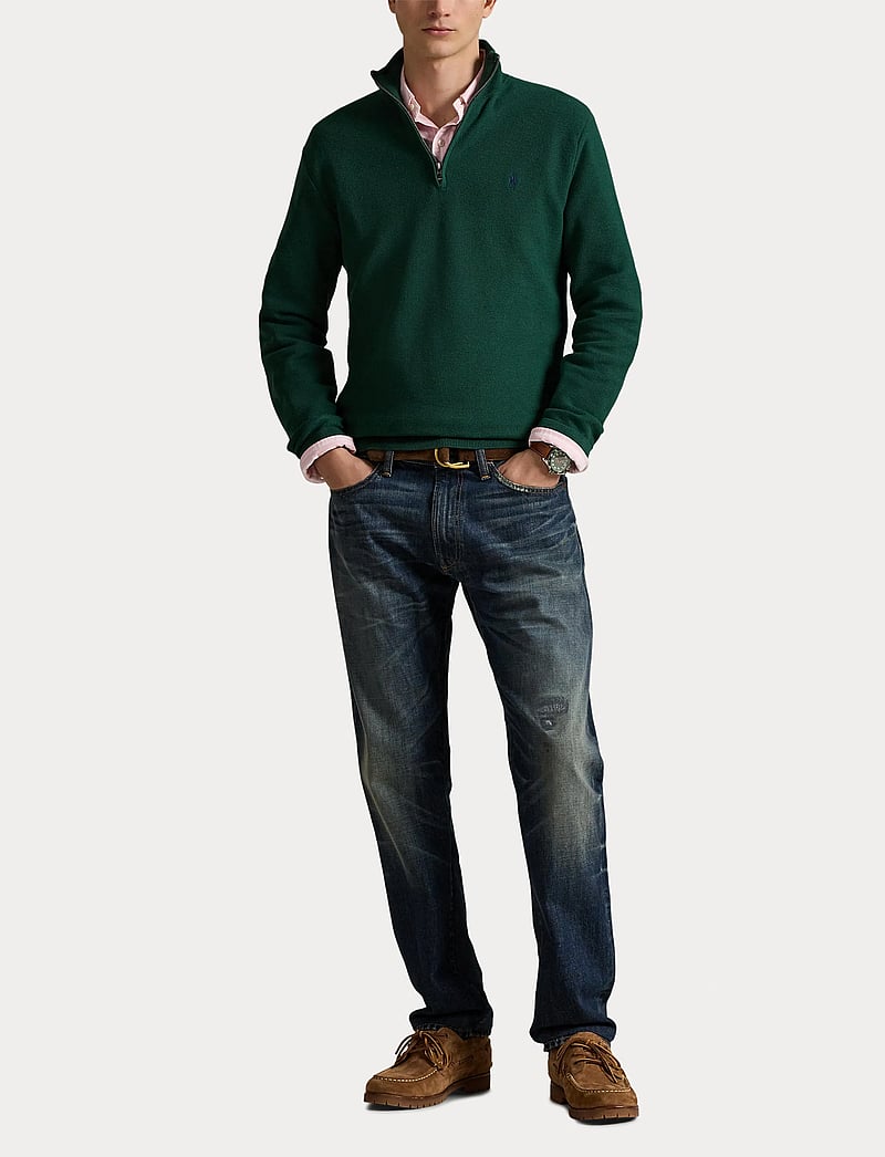 Polo Ralph Lauren - Mesh-Knit Cotton Quarter-Zip Sweater - half zip-tröjor - vintage pine - 5