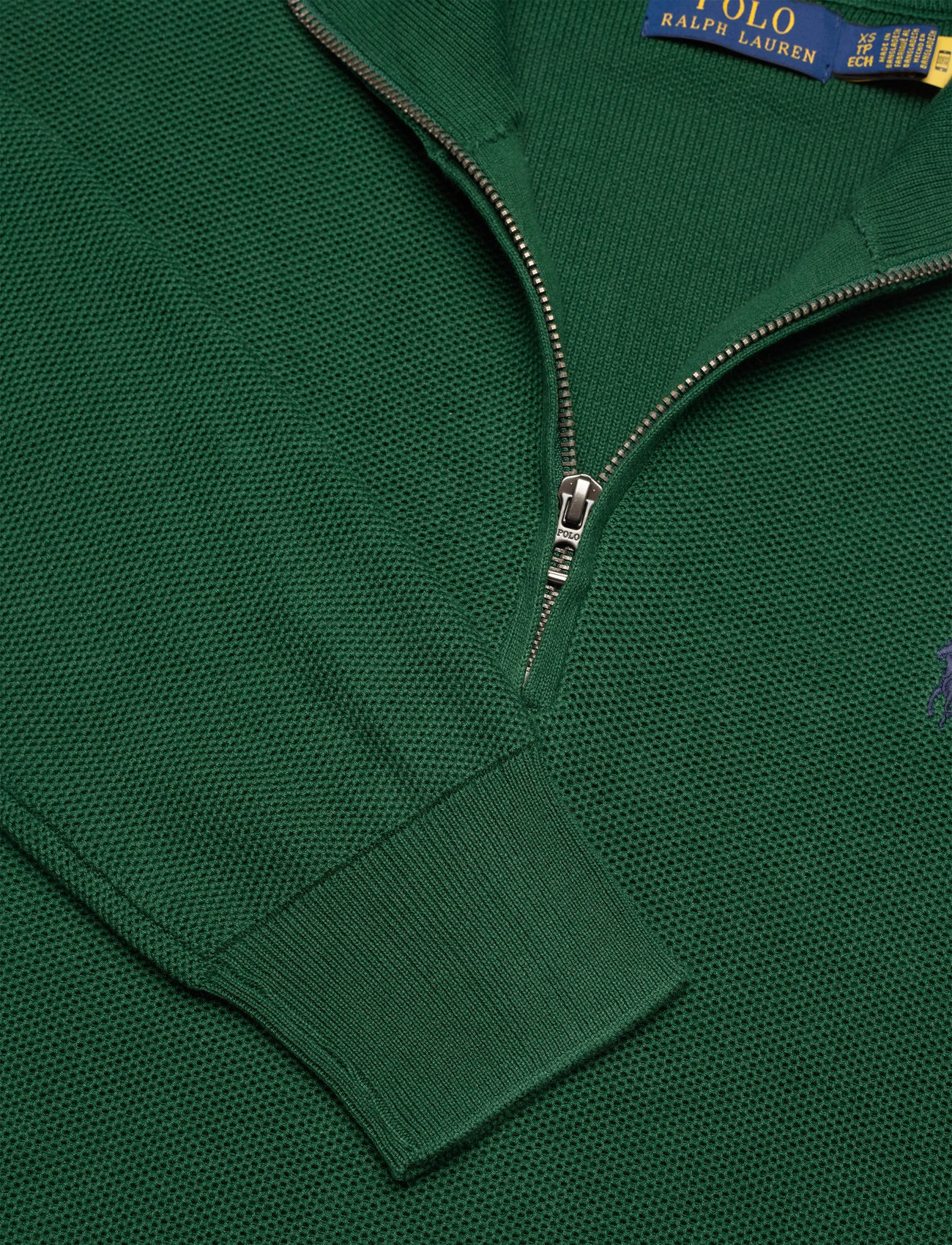Polo Ralph Lauren - Mesh-Knit Cotton Quarter-Zip Sweater - half zip-trøjer - vintage pine - 2