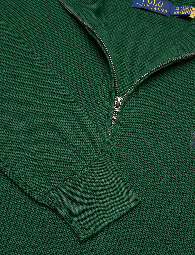 Polo Ralph Lauren - Mesh-Knit Cotton Quarter-Zip Sweater - half zip-tröjor - vintage pine - 2