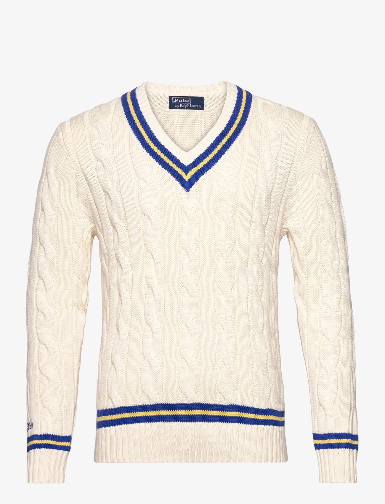 Polo Ralph Lauren - The Iconic Cricket Sweater - swetry w serek - cream w/ royal st - 0