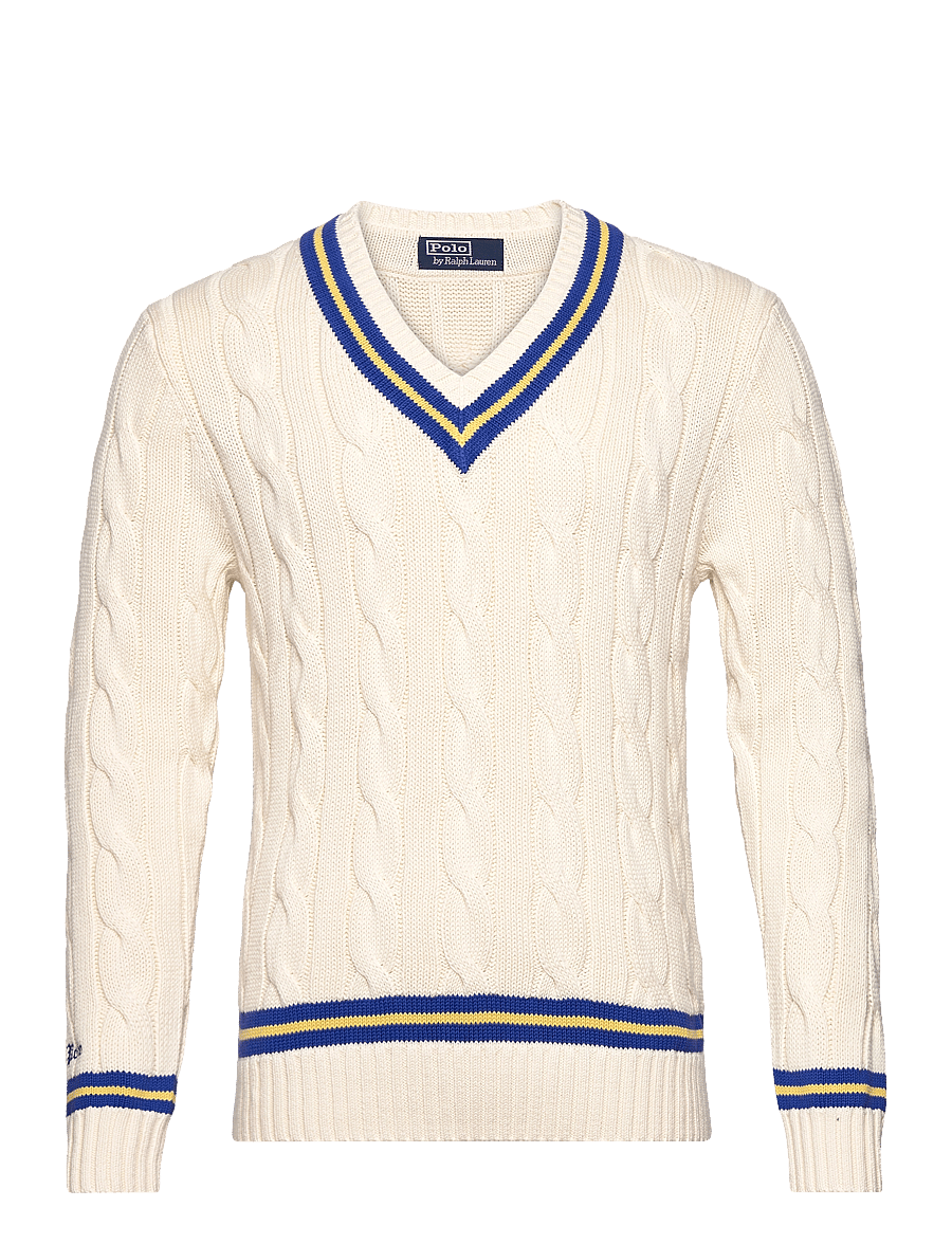 Polo Ralph Lauren - The Iconic Cricket Sweater - cream w/ royal st - 0