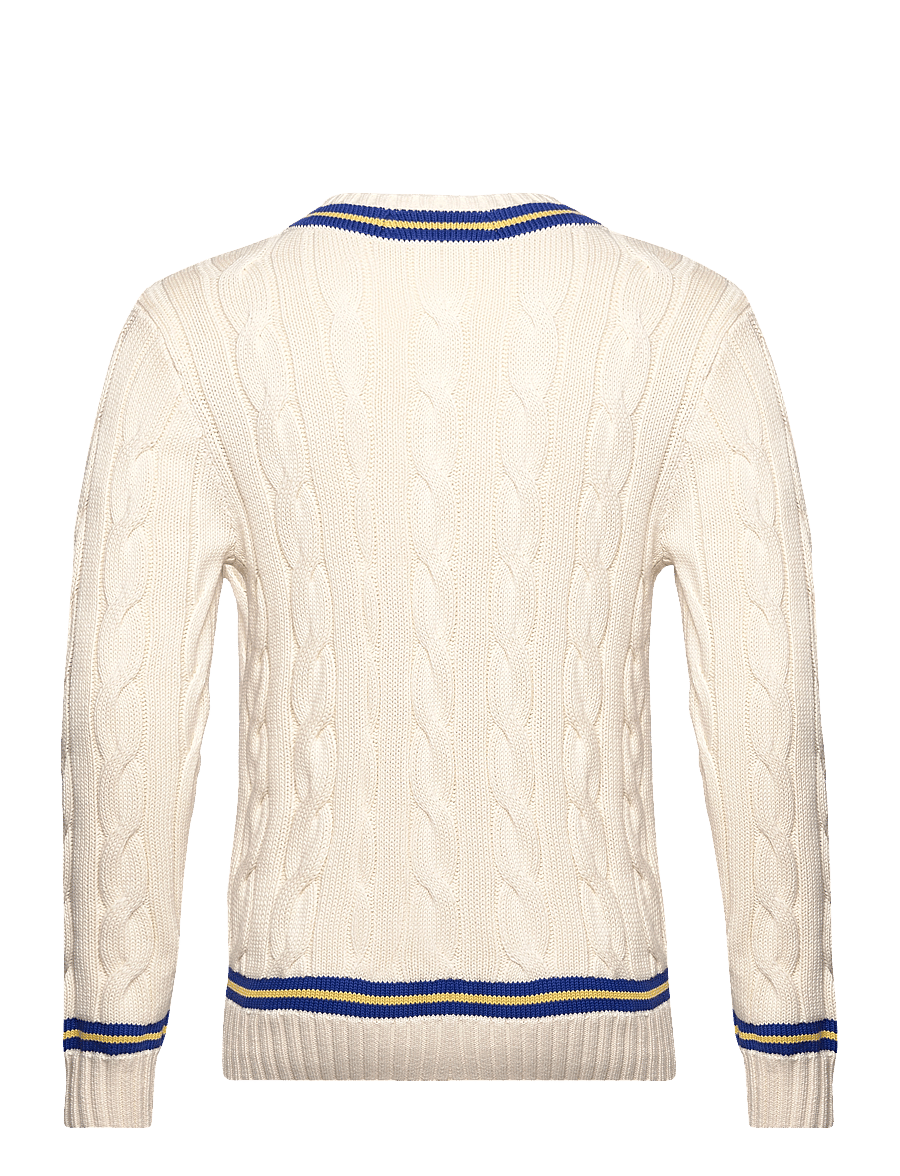 Polo Ralph Lauren - The Iconic Cricket Sweater - cream w/ royal st - 1