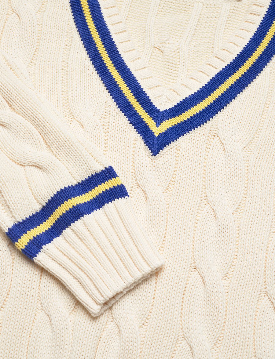 Polo Ralph Lauren - The Iconic Cricket Sweater - cream w/ royal st - 2