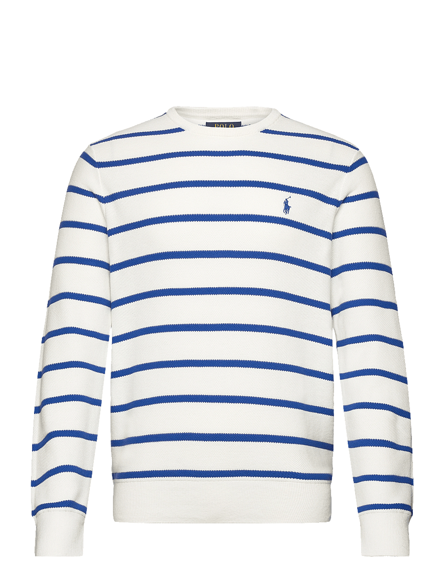 Polo Ralph Lauren - Striped Mesh-Knit Cotton Sweater - deckwash white co - 0