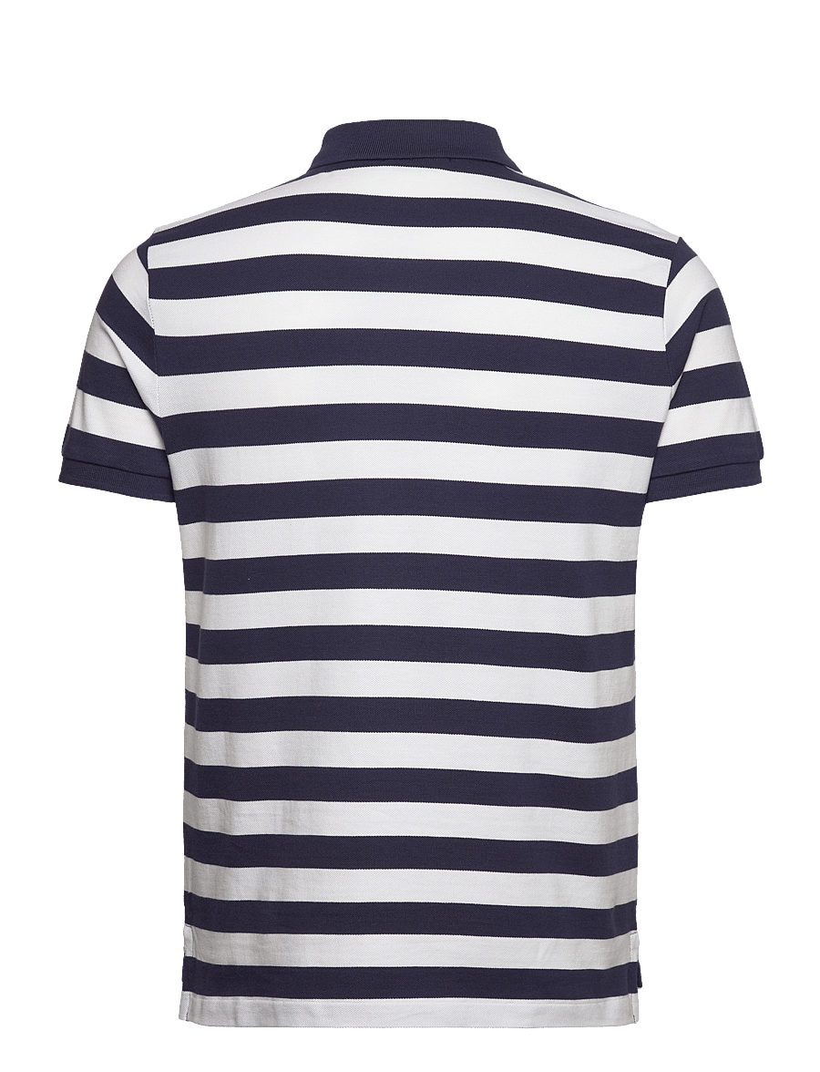 Polo Ralph Lauren - Custom Slim Fit Striped Mesh Polo Shirt - newport navy/whit - 1