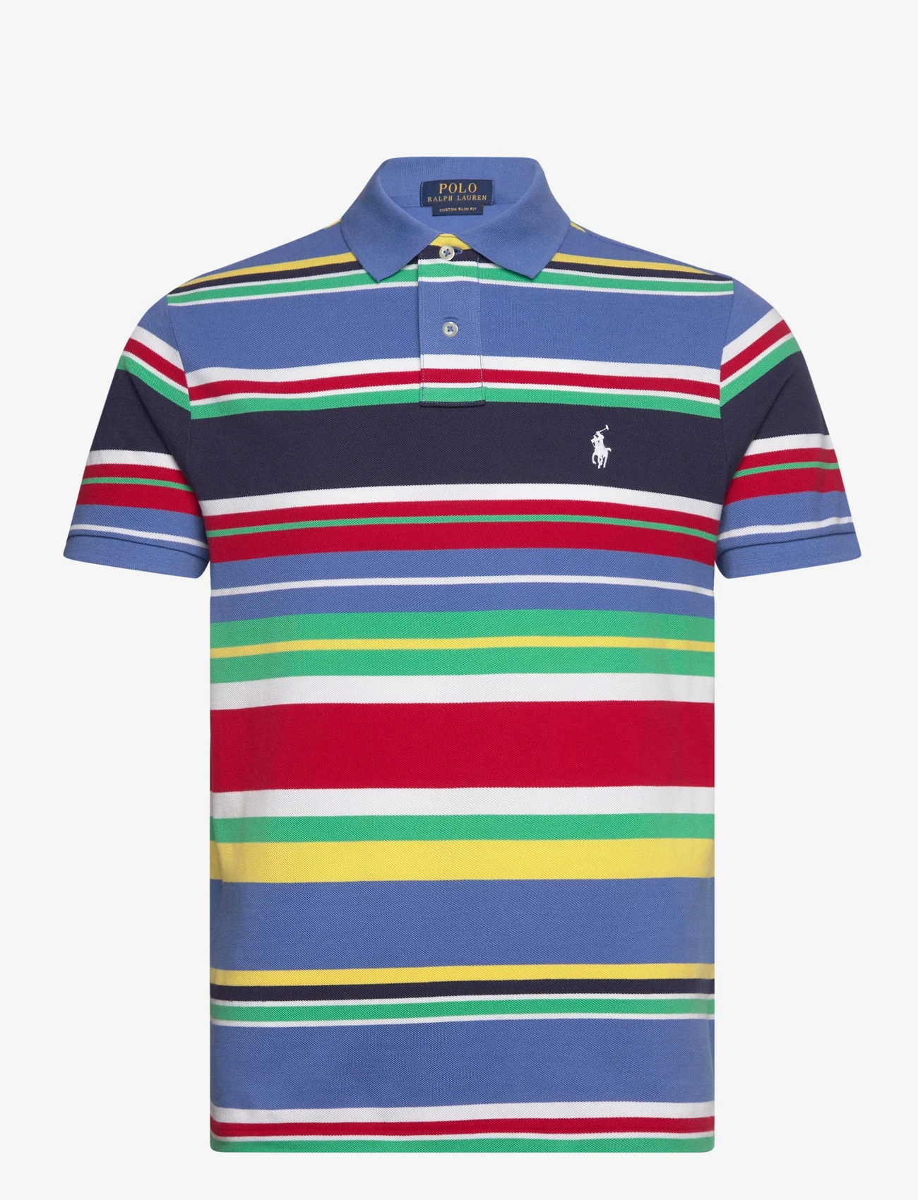 Polo Ralph Lauren - Custom Slim Fit Striped Mesh Polo Shirt - kurzärmelig - new england blue - 0