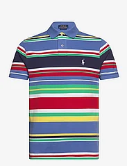 Polo Ralph Lauren - Custom Slim Fit Striped Mesh Polo Shirt - kurzärmelig - new england blue - 0