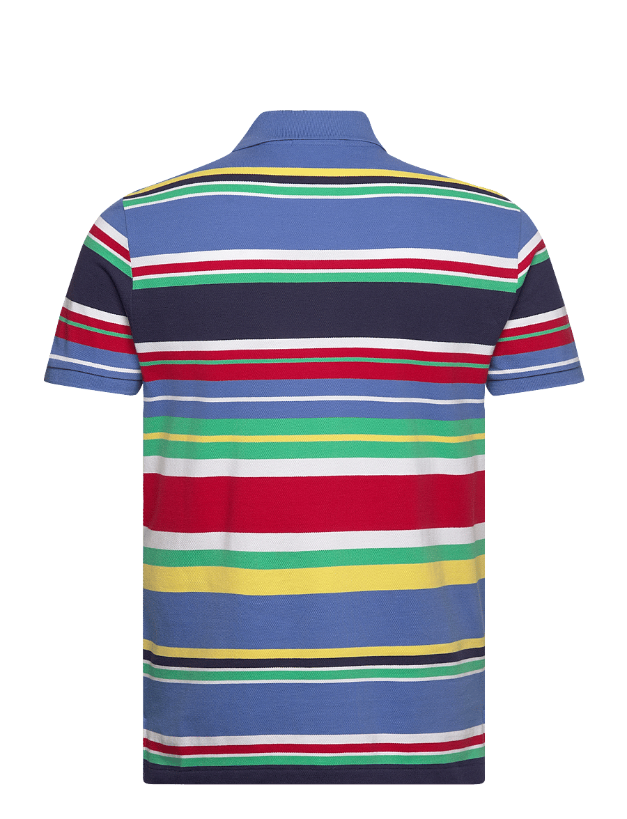 Polo Ralph Lauren - Custom Slim Fit Striped Mesh Polo Shirt - new england blue - 1