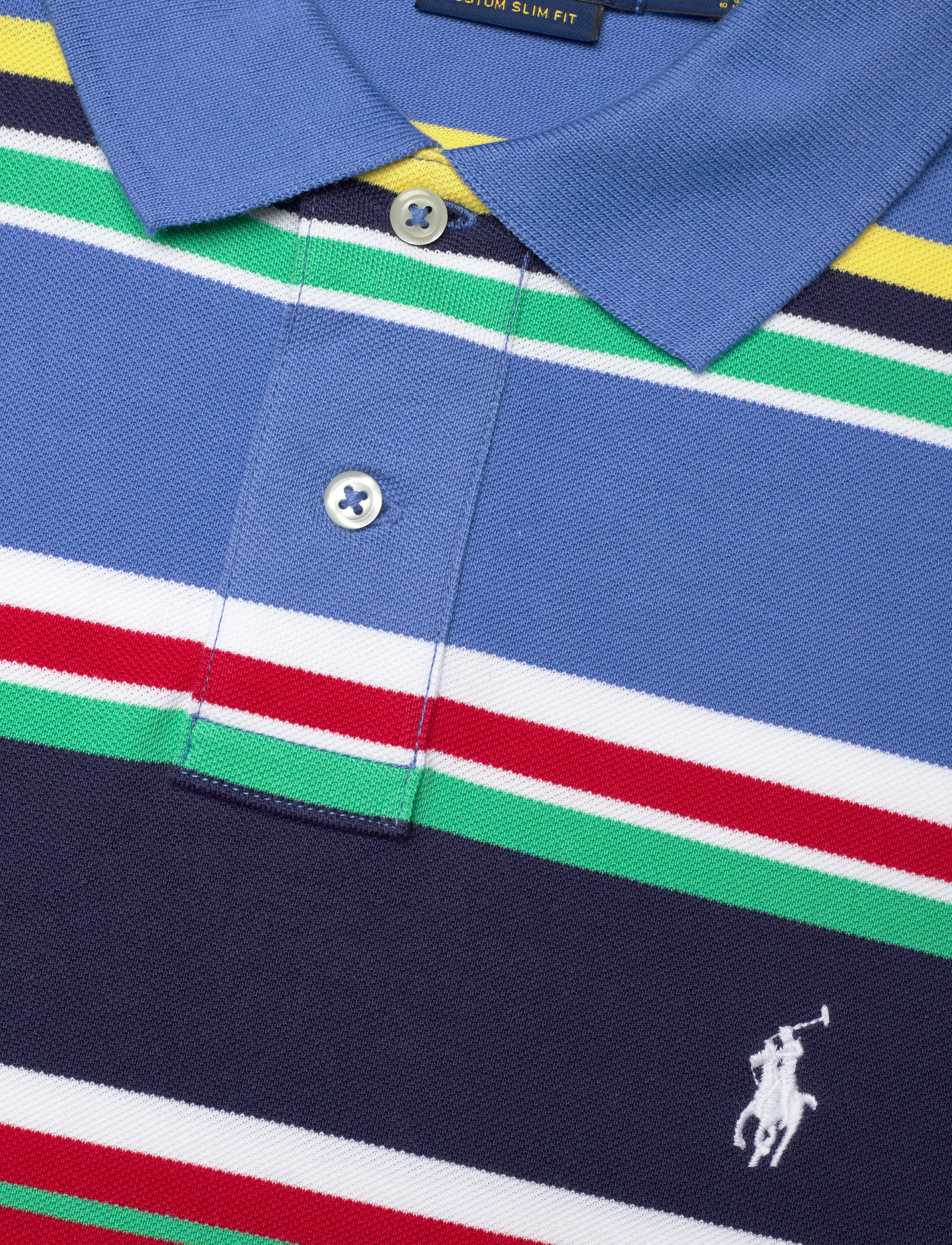 Polo Ralph Lauren - Custom Slim Fit Striped Mesh Polo Shirt - new england blue - 2
