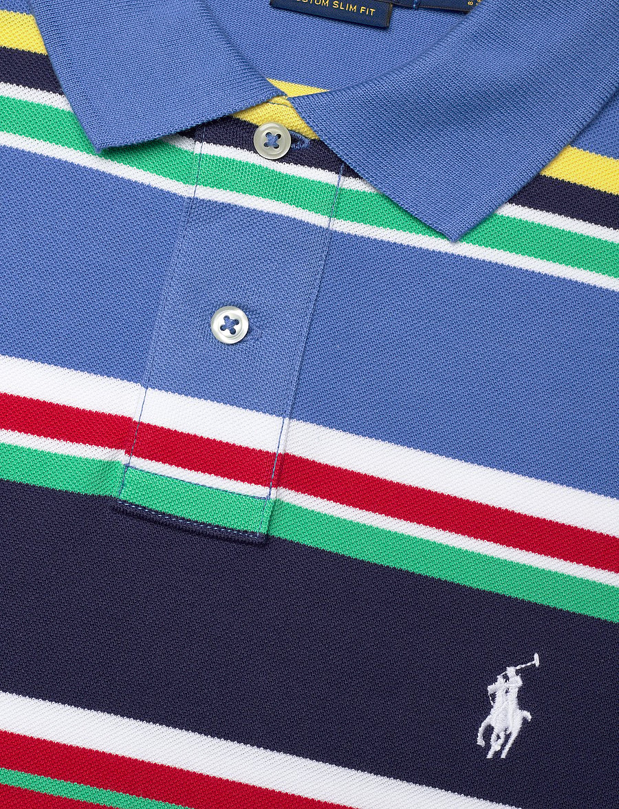 Polo Ralph Lauren - Custom Slim Fit Striped Mesh Polo Shirt - new england blue - 2