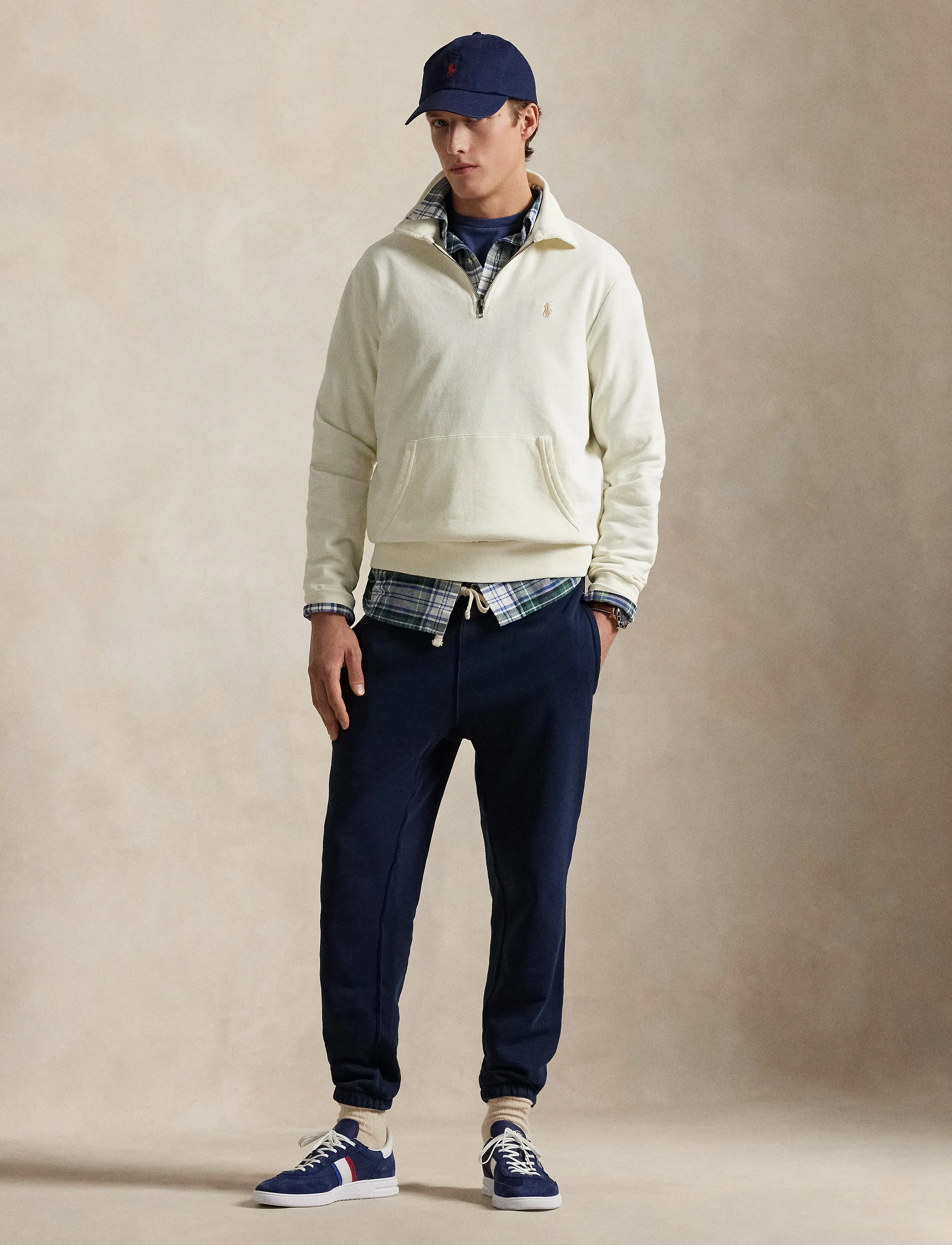 Polo Ralph Lauren Loopback Fleece Quarter-Zip Sweatshirt - Tøj - CLUBHOUSE CREAM / cream