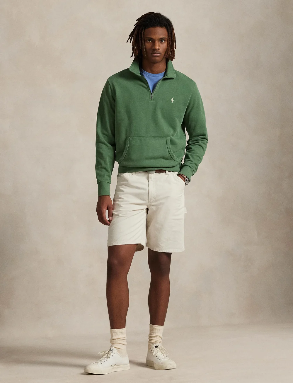 Polo Ralph Lauren - Loopback Fleece Quarter-Zip Sweatshirt - sweats - fatigue - 0