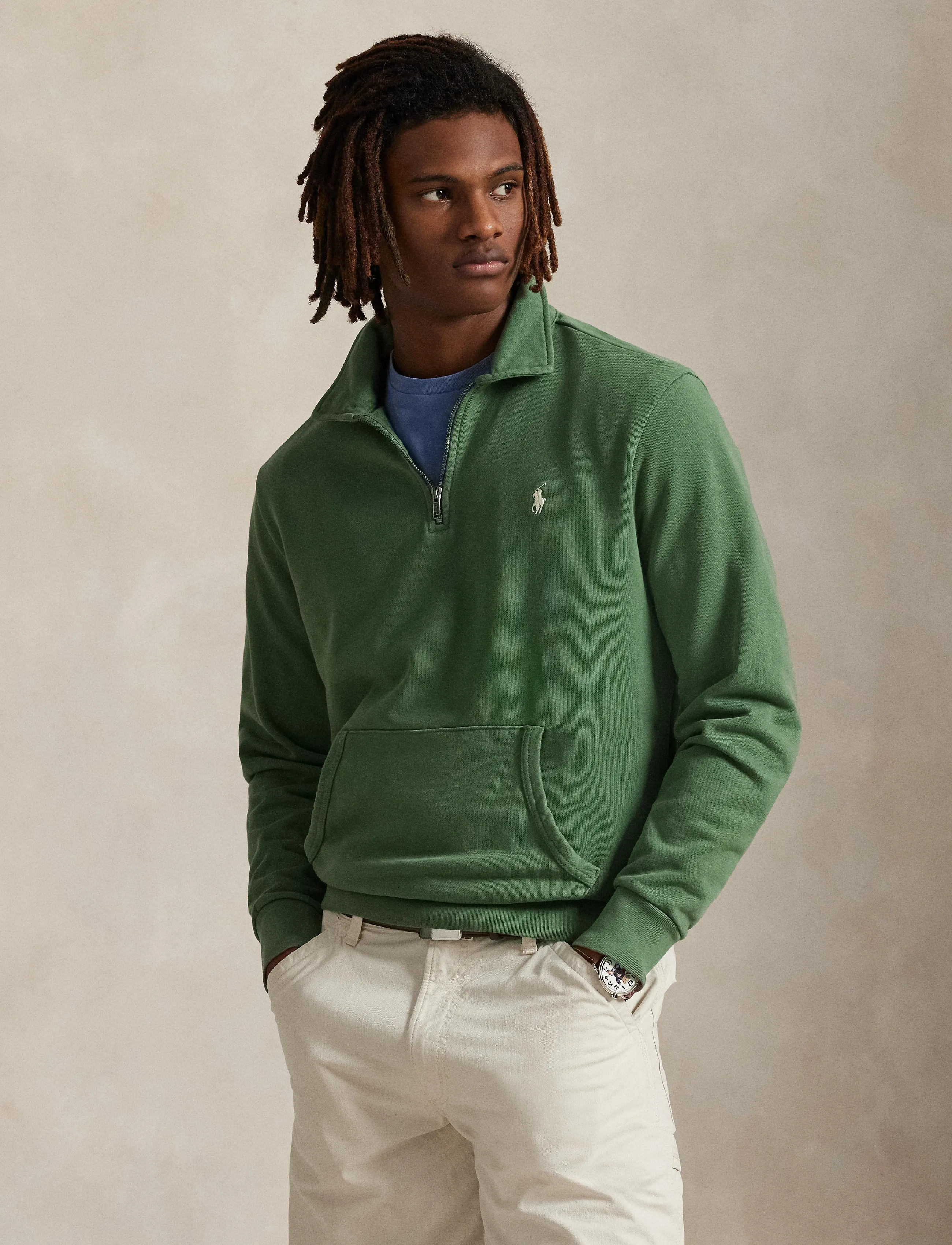 Polo Ralph Lauren - Loopback Fleece Quarter-Zip Sweatshirt - shoppa efter tillfälle - fatigue - 3