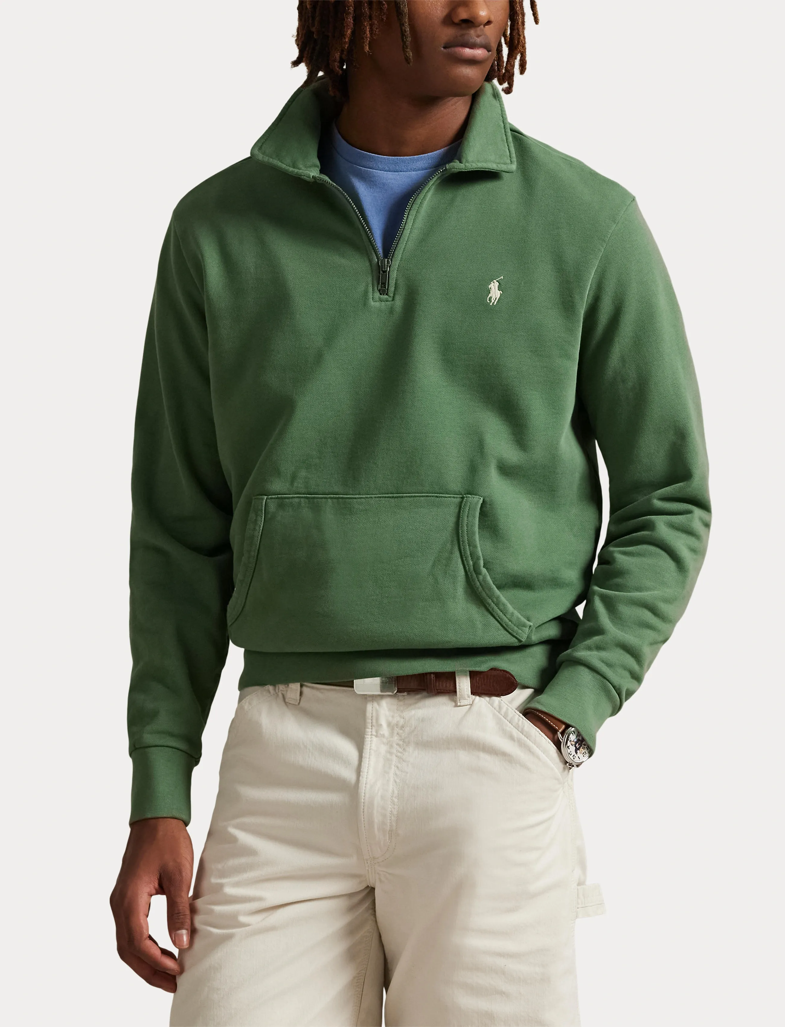 Polo Ralph Lauren - Loopback Fleece Quarter-Zip Sweatshirt - shoppa efter tillfälle - fatigue - 5