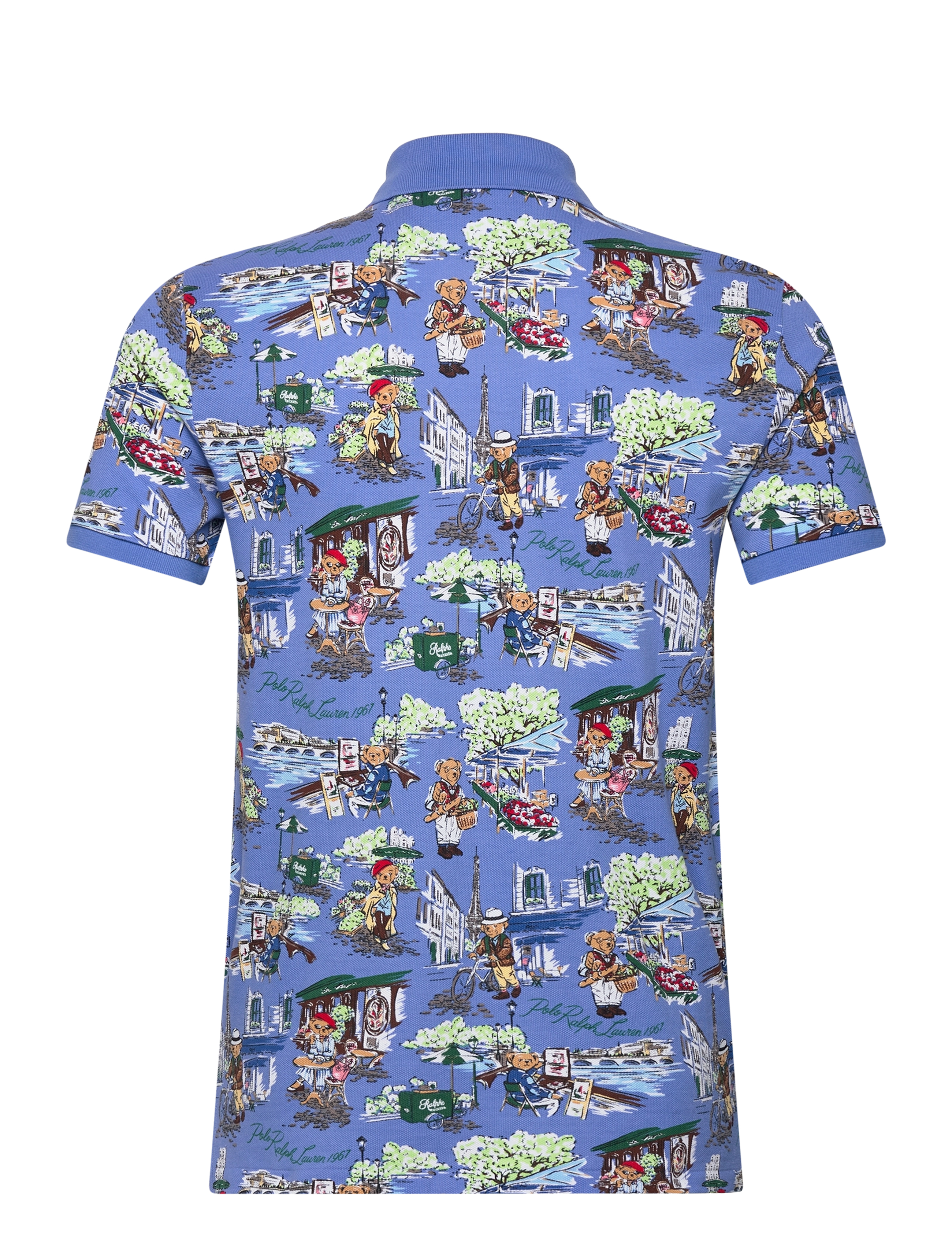 Polo Ralph Lauren - Custom Slim Polo Bear Mesh Polo Shirt - paris bear blue f - 1