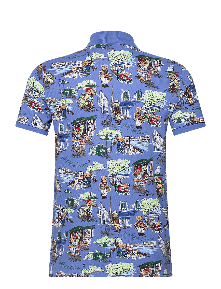 Polo Ralph Lauren - Custom Slim Polo Bear Mesh Polo Shirt - paris bear blue f - 1