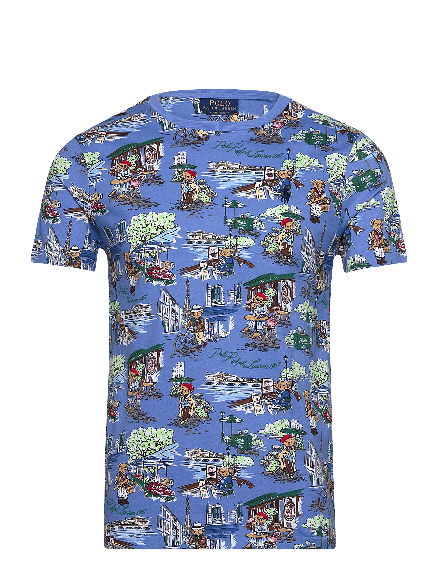 Polo Ralph Lauren - Custom Slim Fit Polo Bear Jersey T-Shirt - paris bear blue f - 0