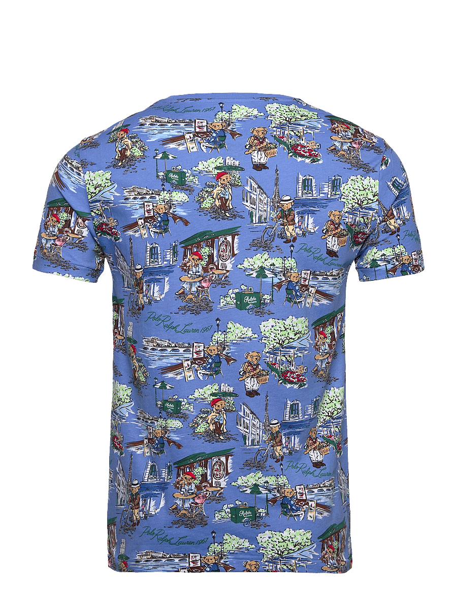 Polo Ralph Lauren - Custom Slim Fit Polo Bear Jersey T-Shirt - paris bear blue f - 1