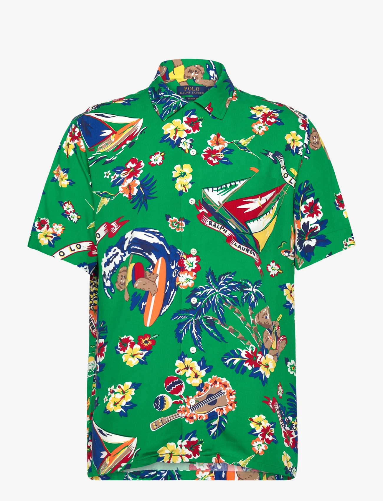 Polo Ralph Lauren - Classic Fit Polo Bear-Print Camp Shirt - short-sleeved shirts - 6367 surfer bear - 0