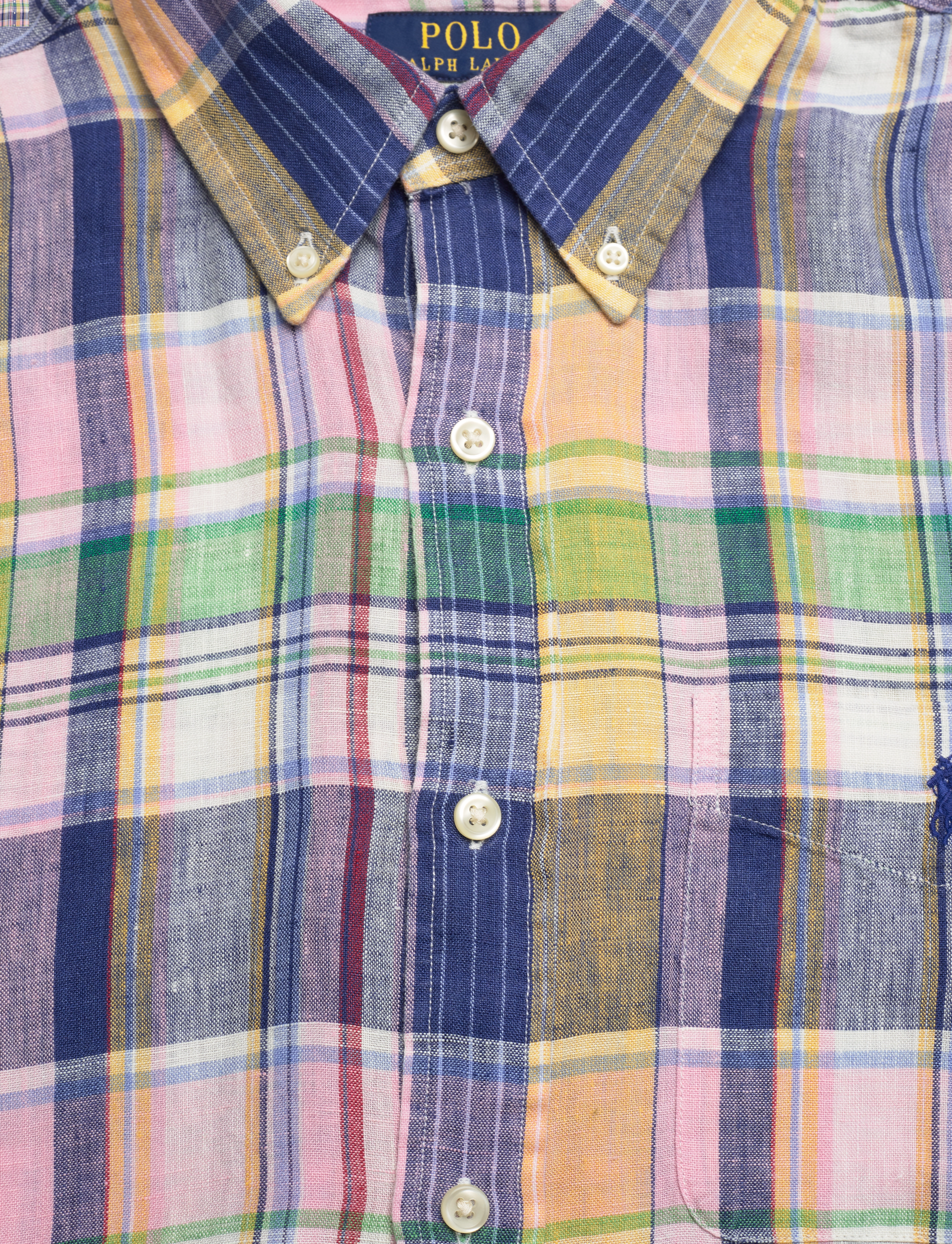 Polo Ralph Lauren - Custom Fit Plaid Linen Shirt - 6357b navy/pink m - 2