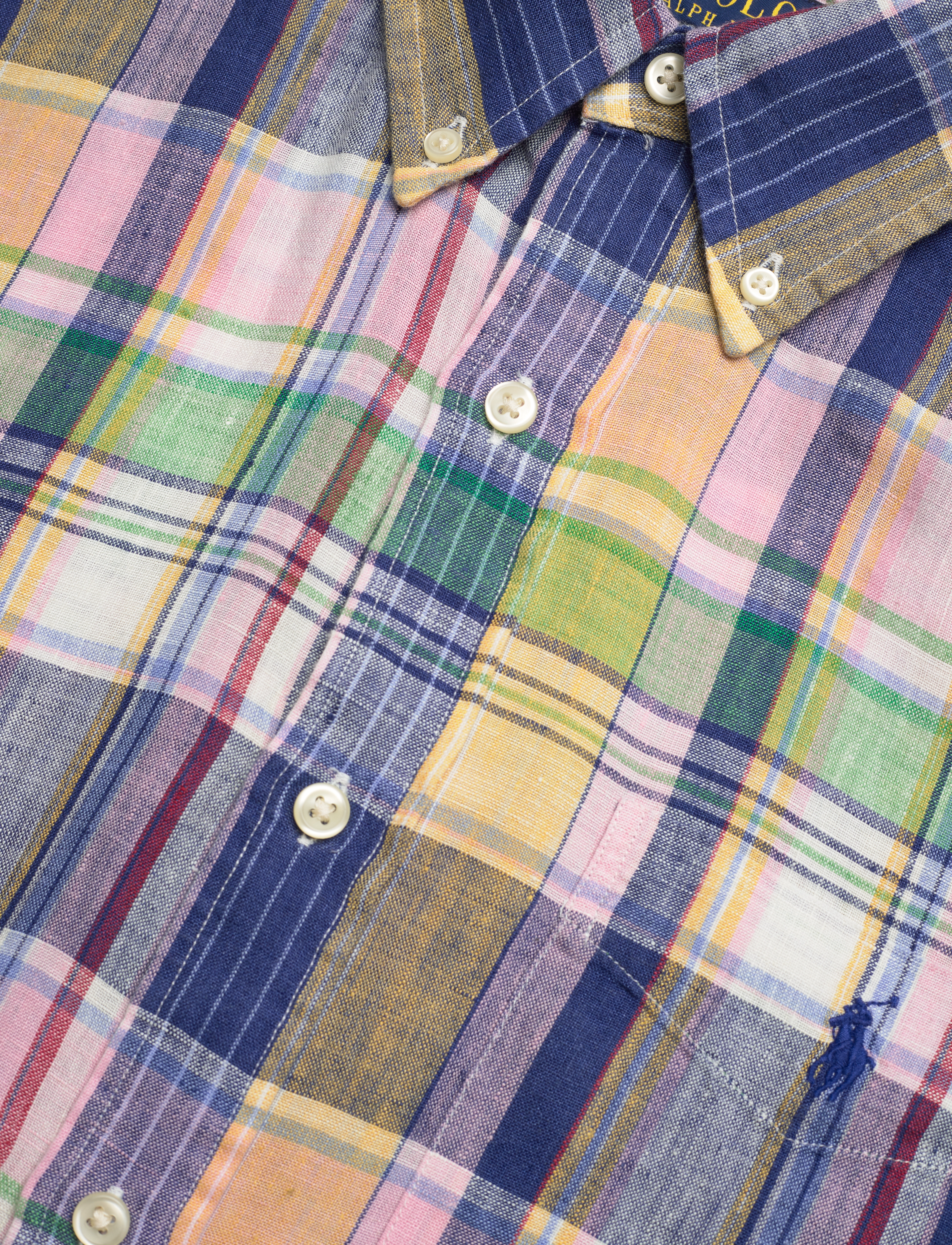 Polo Ralph Lauren - Custom Fit Plaid Linen Shirt - 6357b navy/pink m - 3