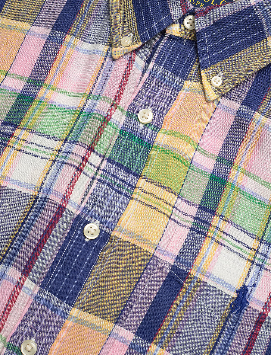 Polo Ralph Lauren - Custom Fit Plaid Linen Shirt - 6357b navy/pink m - 3