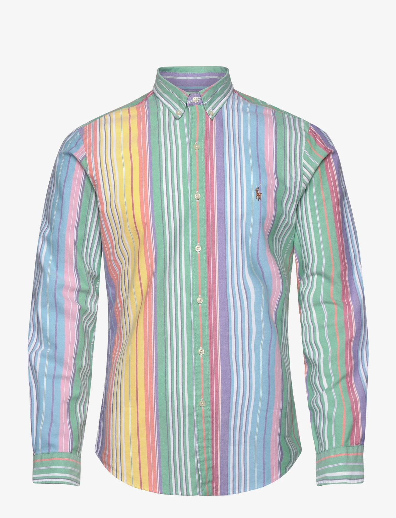 Polo Ralph Lauren - Slim Fit Striped Oxford Shirt - chemises oxford - 6346a green/yello - 0