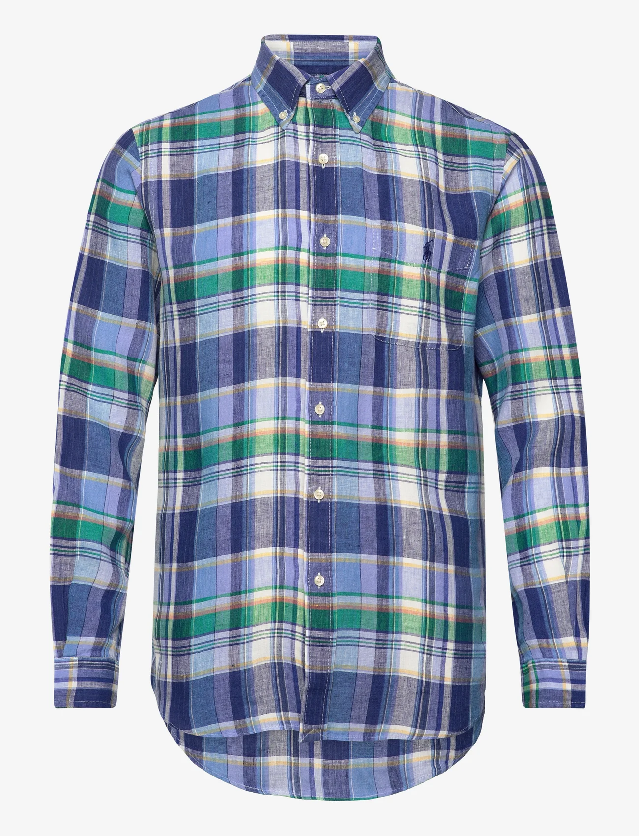 Polo Ralph Lauren - Custom Fit Plaid Linen Shirt - casual hemden - 6357a blue/green - 0