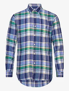Custom Fit Plaid Linen Shirt, Polo Ralph Lauren