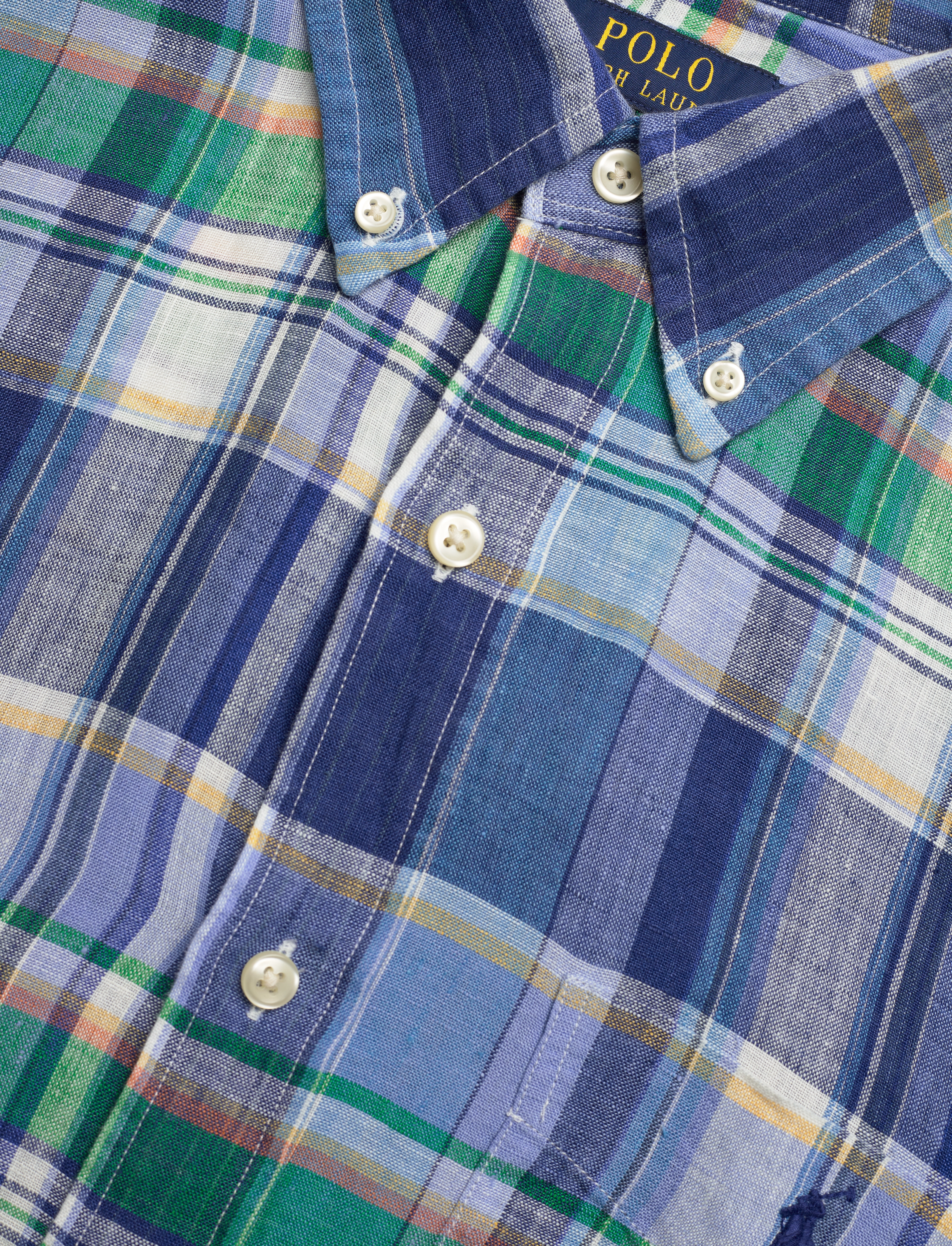 Polo Ralph Lauren - Custom Fit Plaid Linen Shirt - 6357a blue/green - 3