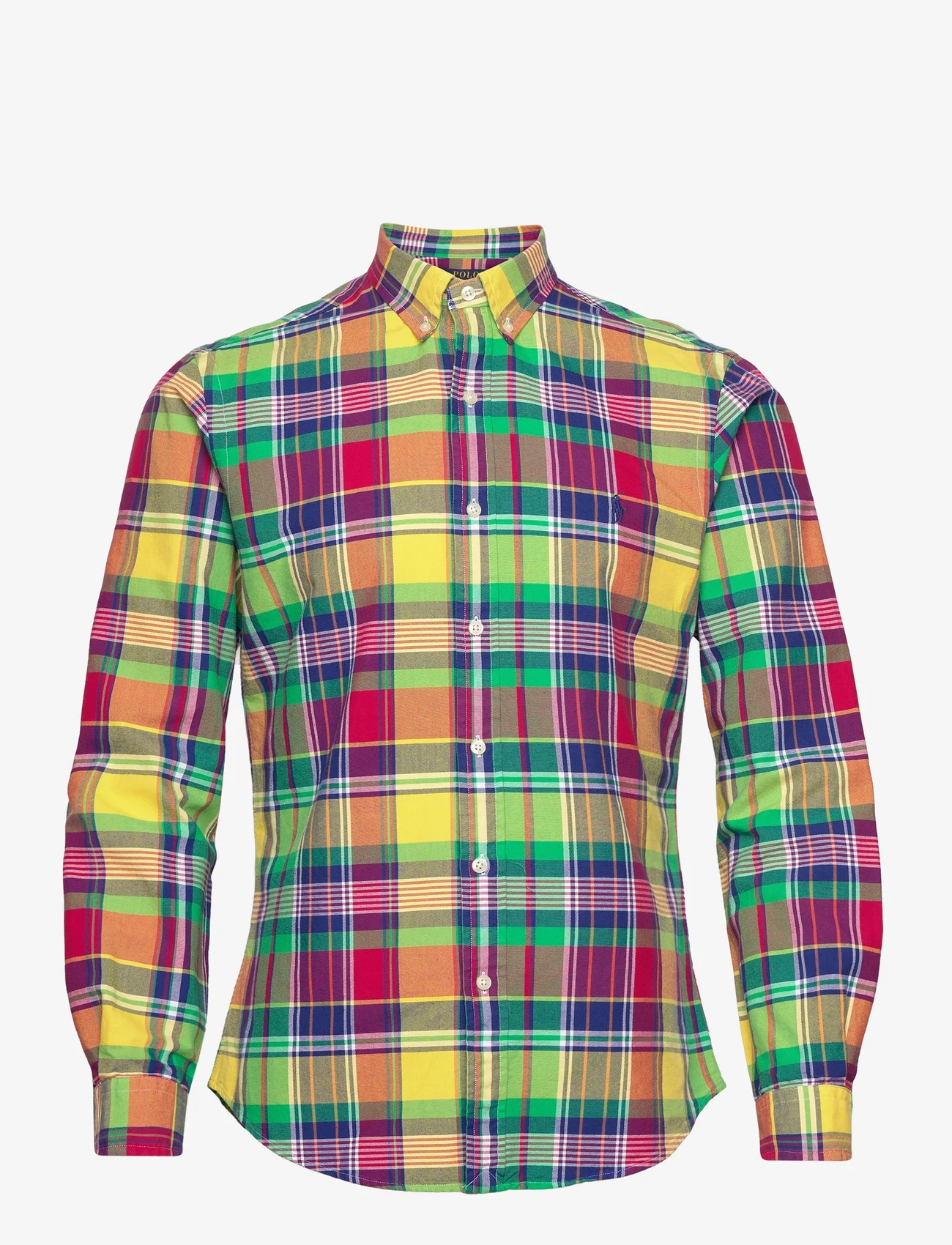 Polo Ralph Lauren - Slim Fit Plaid Oxford Shirt - oxford-skjortor - 6342 yellow/red m - 0