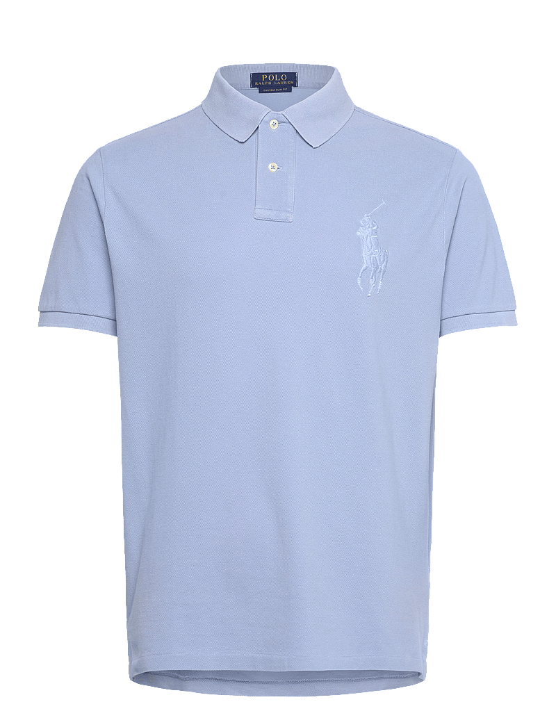 Polo Ralph Lauren - Custom Slim Fit Big Pony Mesh Polo Shirt - kortärmade pikéer - chambray blue - 0