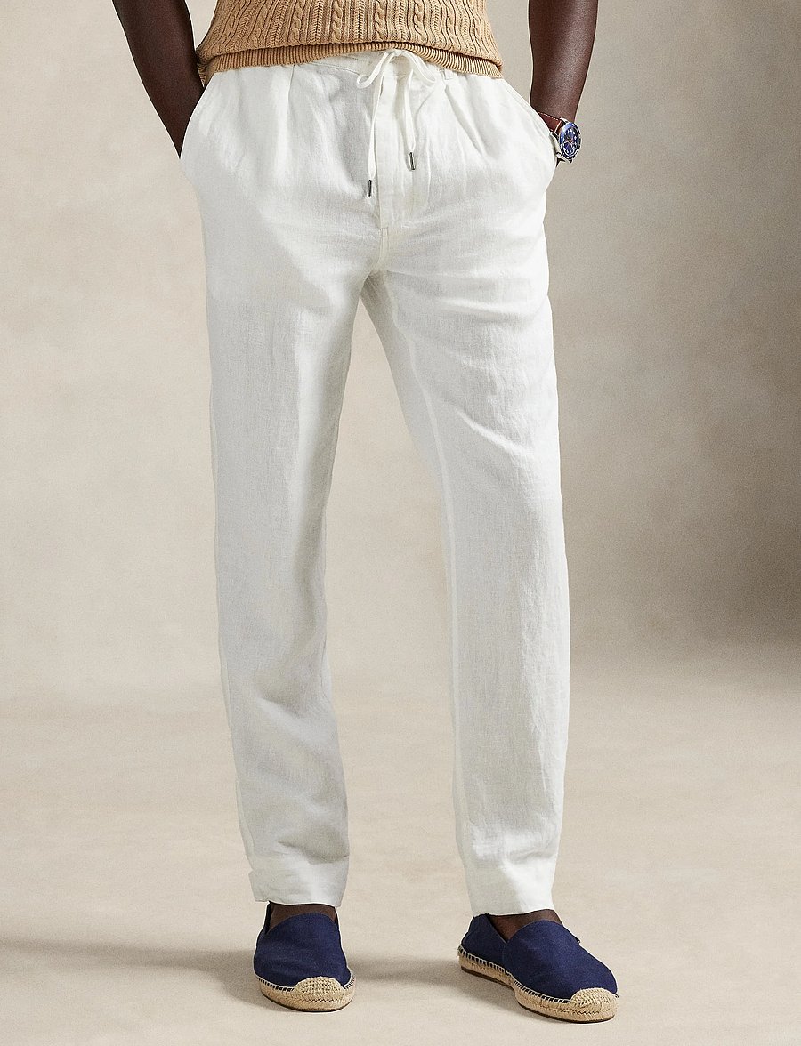 Polo Ralph Lauren - Lateef Slim Tapered Fit Linen Pant - linased püksid - ceramic white - 0